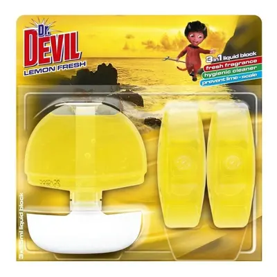 Prostředek čisticí Dr. Devil, na toalety, závěska, tekutá, 3x55 ml, Lemon