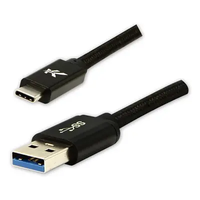 Logo USB kabel (3.2 gen 1) USB A samec - USB C samec 2m černý 5 Gb/s, 5V/3A nylonové opletení,