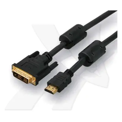 Video kabel DVI (18+1) samec - HDMI samec 10m zlacené konektory černá