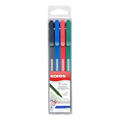 Popisovač kancelářský Kores K-Liner, 0,4 mm, sada 4 ks