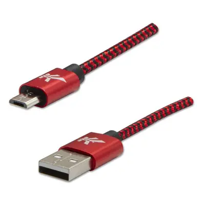 Logo USB kabel (2.0) USB A samec - microUSB samec 2m červený 480 Mb/s, 5V/1A nylonové opletení,