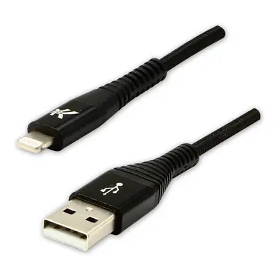 Logo USB kabel (2.0) USB A samec - Apple Lightning samec 2m černý MFi certifikace, 5V/2,4A nylo