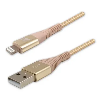 Logo USB kabel (2.0) USB A samec - Apple Lightning samec 2m zlatý MFi certifikace, 5V/2,4A nylo