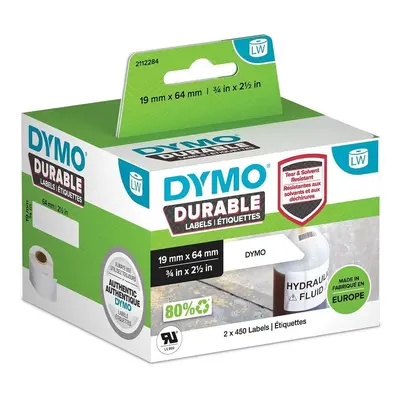 Dymo 2112284 (65 mm, , ) polypropylenové štítky 64mm x 19mm, bílé, 2x450 ks