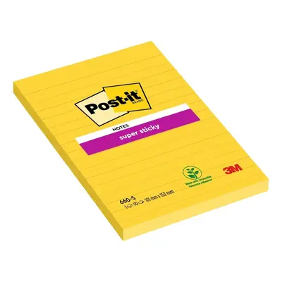 Bloček samolepicí 3M Post-it 660S, 102x152 mm, linkovaný, žlutý, 75 lístků