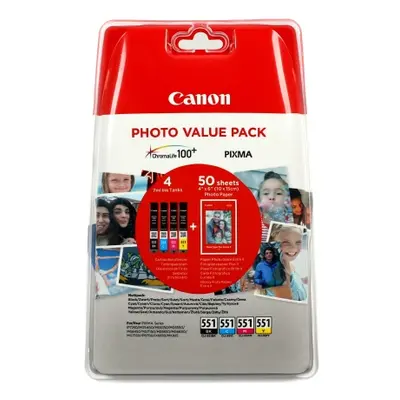 Zásobníky - Multi Pack Canon č.551XL - CLI-551XLCMYK+PP201 (Černé, azurové, purpurové, žluté) - 