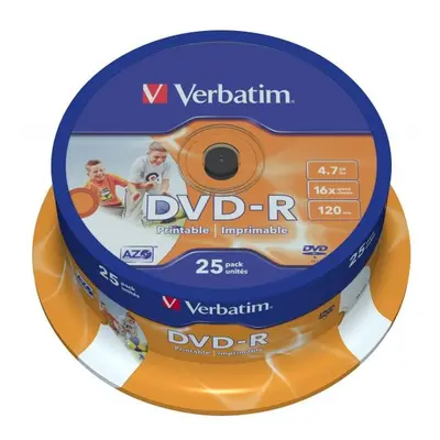 Verbatim DVD-R Wide Inkjet Printable ID Brand 43538 4.7GB 16x spindle 25-pack