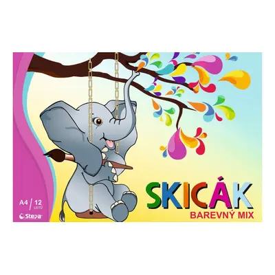 Skicák A4, 180 g, 12 listů, barevný mix