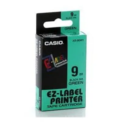 Páska Casio XR-9GN1 (Černý tisk/zelený podklad) (9mm) - Originál