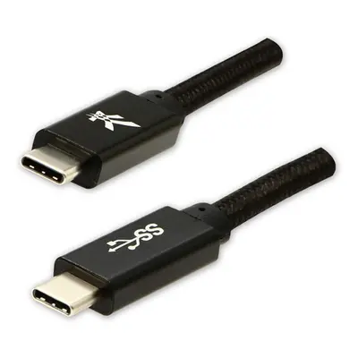 Logo USB kabel (3.2 gen 1) USB C samec - USB C samec 1m černý 5 Gb/s, 5V/3A nylonové opletení,