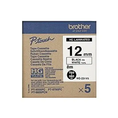 Páska Brother HGE231V5 (Černý tisk/bílý podklad) - Originál