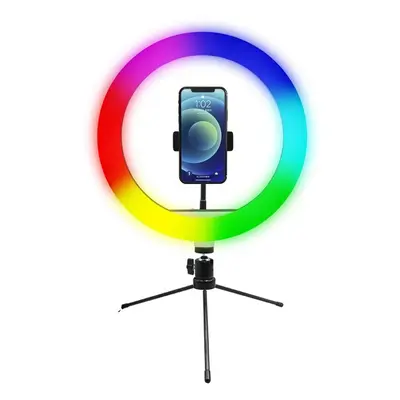 Powerton kruhové světlo 10" RGB LED malé nastavení barev a svítivosti držák telefonu a tripod