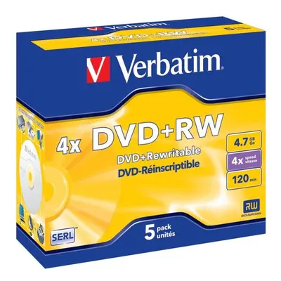 Verbatim DVD+RW Matt Silver bez možnosti potisku 43229 4.7GB 4x jewel box 5-pack