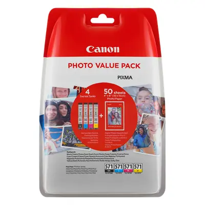 Zásobníky - Multi Pack Canon č.571XL - CLI-571XLCMYK+PP201 (Černé, azurové, purpurové, žluté) 03