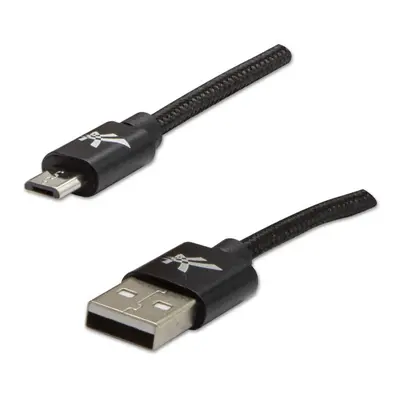 Logo USB kabel (2.0) USB A samec - microUSB samec 1m černý 480 Mb/s, 5V/2A nylonové opletení, h