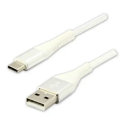 Logo USB kabel (2.0) USB A samec - USB C samec 2m bílý 480 Mb/s, 5V/3A nylonové opletení, hliní