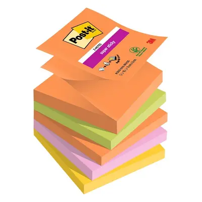 Bloček samolepicí Z 3M Post-it Super Sticky, 76x76 mm, Boost, 4 barvy, 5x90 lístků