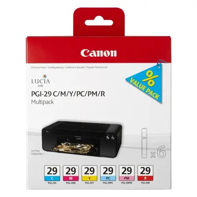 Zásobníky - Multi Pack Canon č.29 - PGI-29CMY/PC/PM/R (azur,purpur,žlutá,sv.azur.,sv.pur.,červen