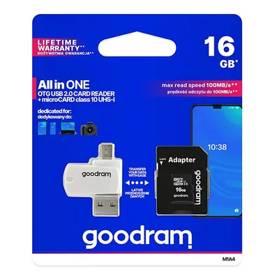 Goodram paměťová karta Micro Secure Digital Card All-In-ON 16GB UHS-I U1 (Class 10) M1A4-0160R12