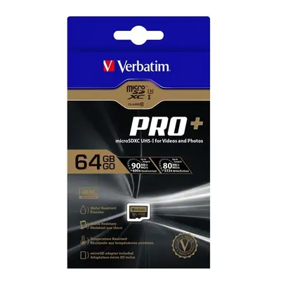 Verbatim paměťová karta micro SDXC Pro+ 64GB UHS-I U1 (Class 10) UHS-I U1 (Class 10) 44034