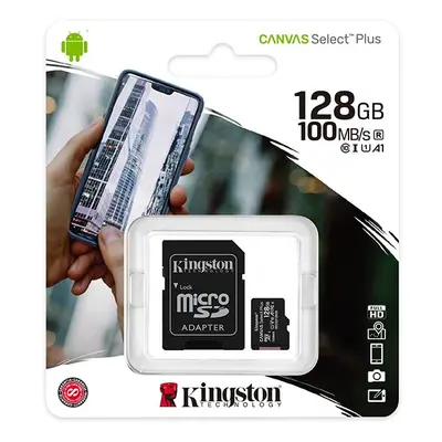 Kingston paměťová karta Canvas Select Plus, 128GB, micro SDXC, SDCS2/128GB, UHS-I U1 (Class 10),