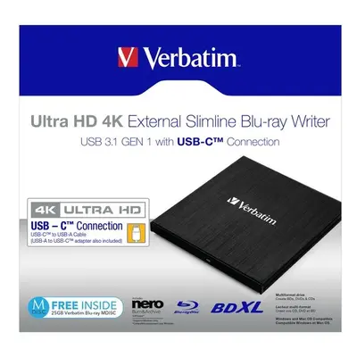 Verbatim externí Blu-Ray mechanika Ultra HD, 4K 43888