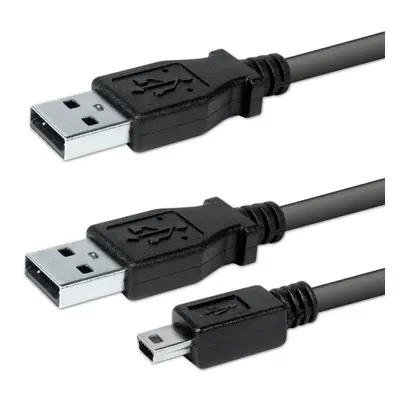 Logo USB kabel (2.0) 2x USB A samec - miniUSB samec 0.6m černý blistr