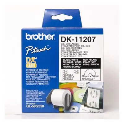 Brother DK-11207 'CD, DVD štítek'(58x58 mm, 100 ks, )