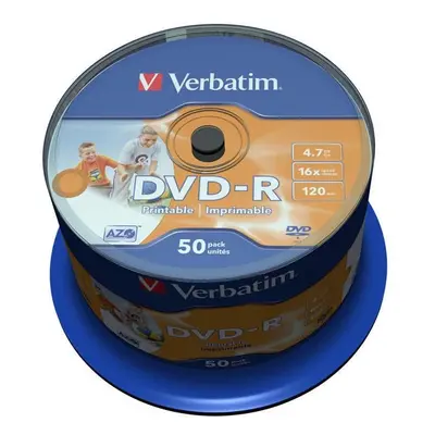 Verbatim DVD-R Wide Inkjet Printable No ID Brand 43533 4.7GB 16x spindle 50-pack