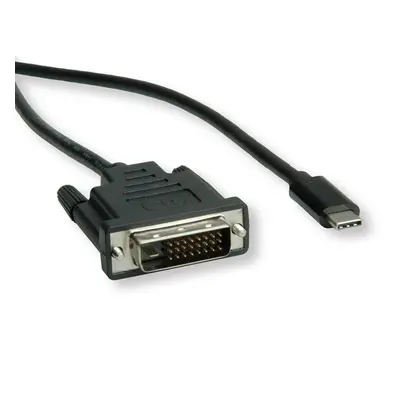 USB/Video kabel DP Alt Mode USB C samec - DVI (24+1) samec 1m černý kulatý plastic bag