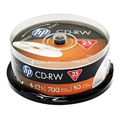 HP CD-RW, CWE00019-3, 69313, 25-pack, 700MB, 4-12x, 80min., 12cm, bez možnosti potisku, cake box