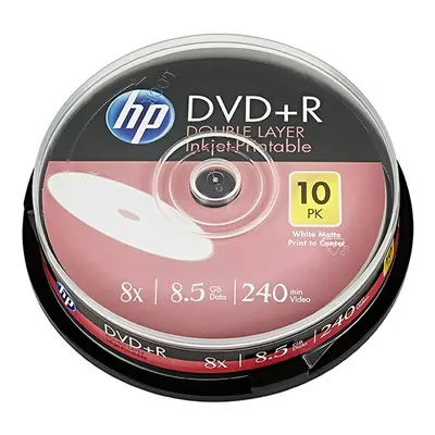 HP DVD+R DL Double Layer Inkjet Printable DRE00060WIP-3 8.5GB 8x cake box 10-pack