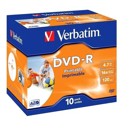 DVD-R Verbatim DataLife PLUS, 4,7 GB, 120 minut, 16x, Wide printable, jewel box, 10 ks