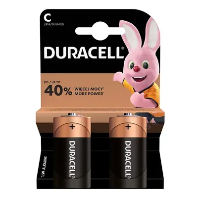 Baterie alkalická, malý monočlánek, C, 1.5V, Duracell, blistr, 2-pack, 42341