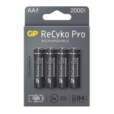 Nabíjecí baterie, AA (HR6), 1.2V, 2000 mAh, GP, papírová krabička, 4-pack, ReCyko Pro