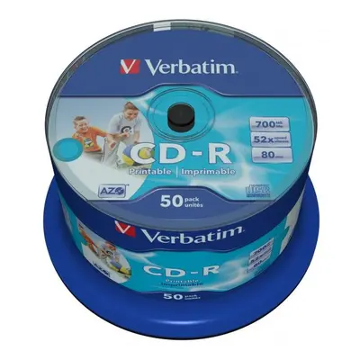 Verbatim CD-R AZO Wide Inkjet Printable - No ID Branded 43438 700MB CD-R 52x spindle 50-pack