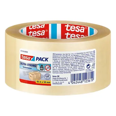 Páska lepicí Tesa Ultra Strong 57176, 50 mmx66 m, PVC, solvent, tichá, čirá