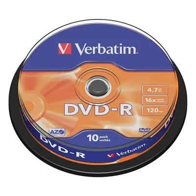 DVD-R Verbatim DataLife PLUS, 4,7 GB, 120 minut, 16x, Scratch Resistant, cake box, 10 ks