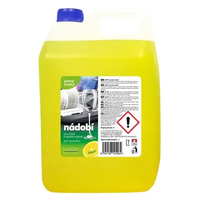 Prostředek na ruční mytí Lavon, na nádobí, 5 l, citron