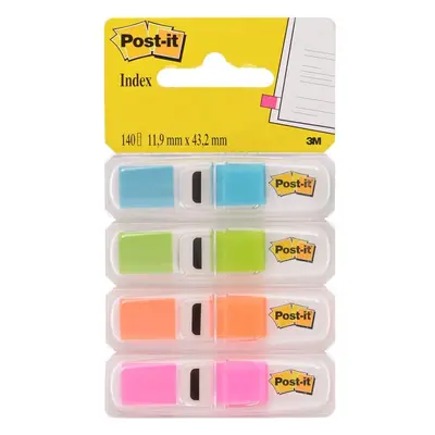 Záložka samolepicí 3M Post-it, 11,9x43,2 mm, plastová, neonové barvy, 4x35 ks