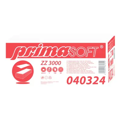 Ručník papírový skládaný Z-Z Primasoft, 2vrstvý, celulóza, 24x21 cm, bílý, 3000 ks