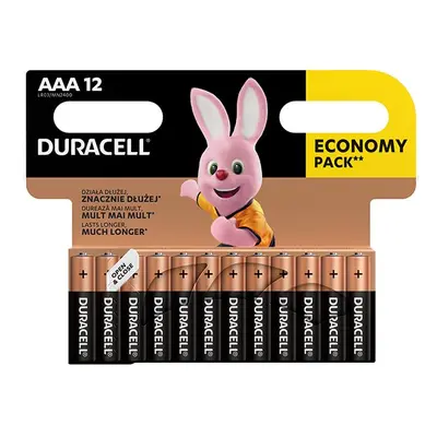 Baterie alkalická, AAA, 1.5V, Duracell, blistr, 12-pack, 42325, Basic