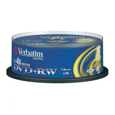 Verbatim DVD+RW Matt Silver bez možnosti potisku 43489 4.7GB 4x spindle 25-pack