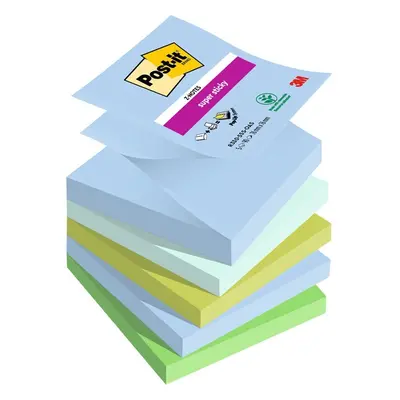 Bloček samolepicí Z 3M Post-it Super Sticky, 76x76 mm, Oasis, 4 barvy, 5x90 lístků