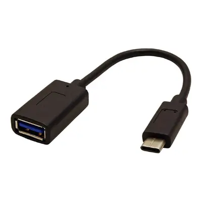 USB redukce (3.0) USB C samec - USB A samice 0.15m černý kulatý OTG kabel plastic bag