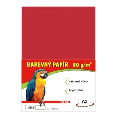 Papír A3, 80 g, červený, 100 listů