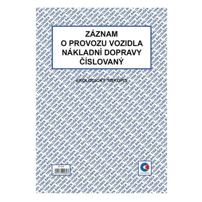 Tiskopis Záznam o provozu nákladního vozidla Baloušek, A4, číslovaný, 50 listů