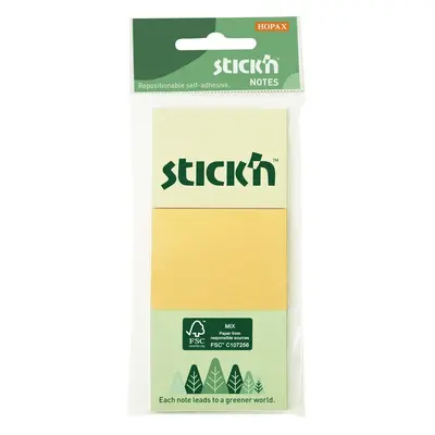 Bloček samolepící FSC Stick'n Hopax, 38x51 mm, pastelový mix, 3x100 lístků