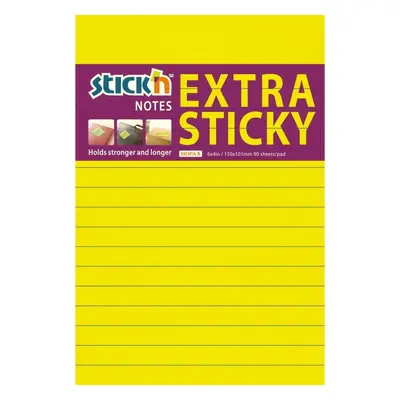 Bloček samolepicí Stick'n Hopax Extra Sticky, 150x101 mm, linkovaný, žlutý, 90 lístků