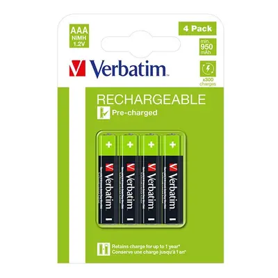 Nabíjecí baterie, AAA (HR03), 1.2V, 950 mAh, Verbatim, blistr, 4-pack